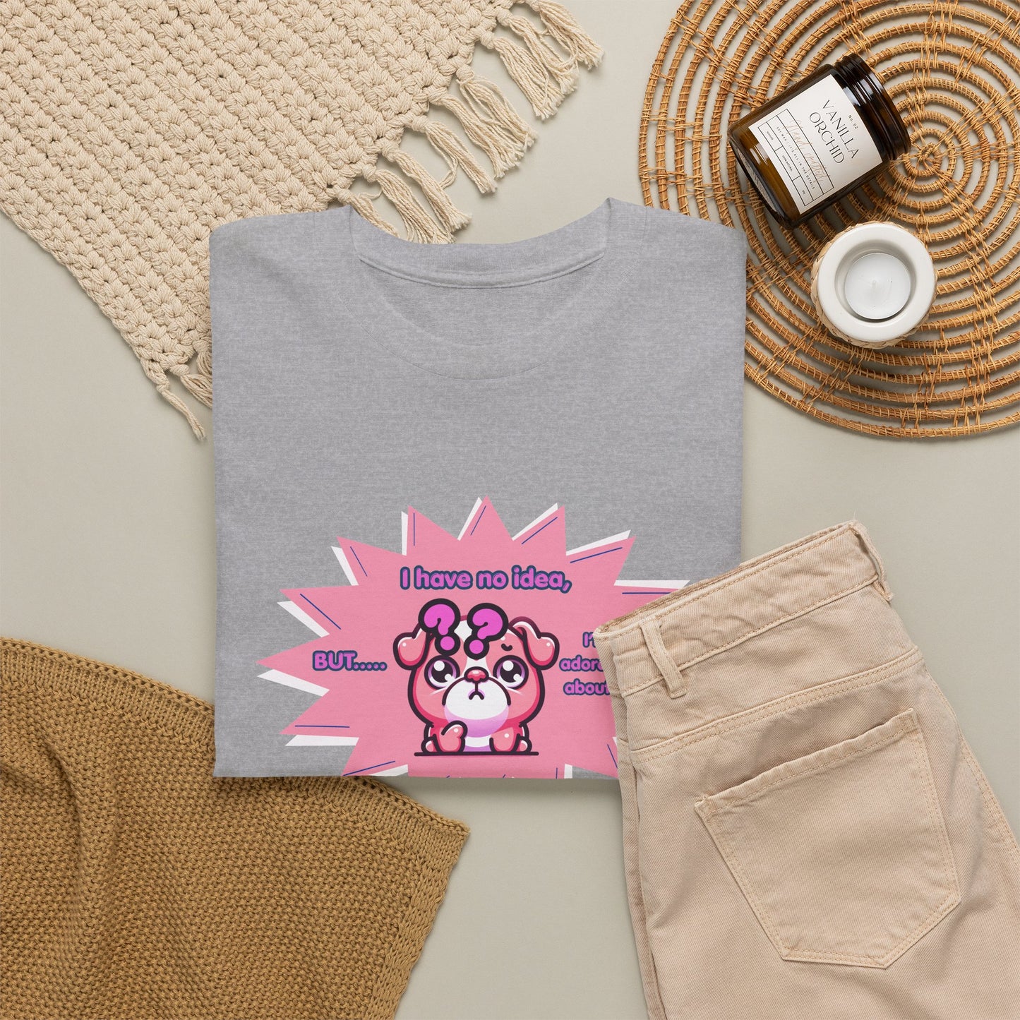 Confused Pink Bulldog Tee — "I Have No Idea, But... I'm Adorable About It."
