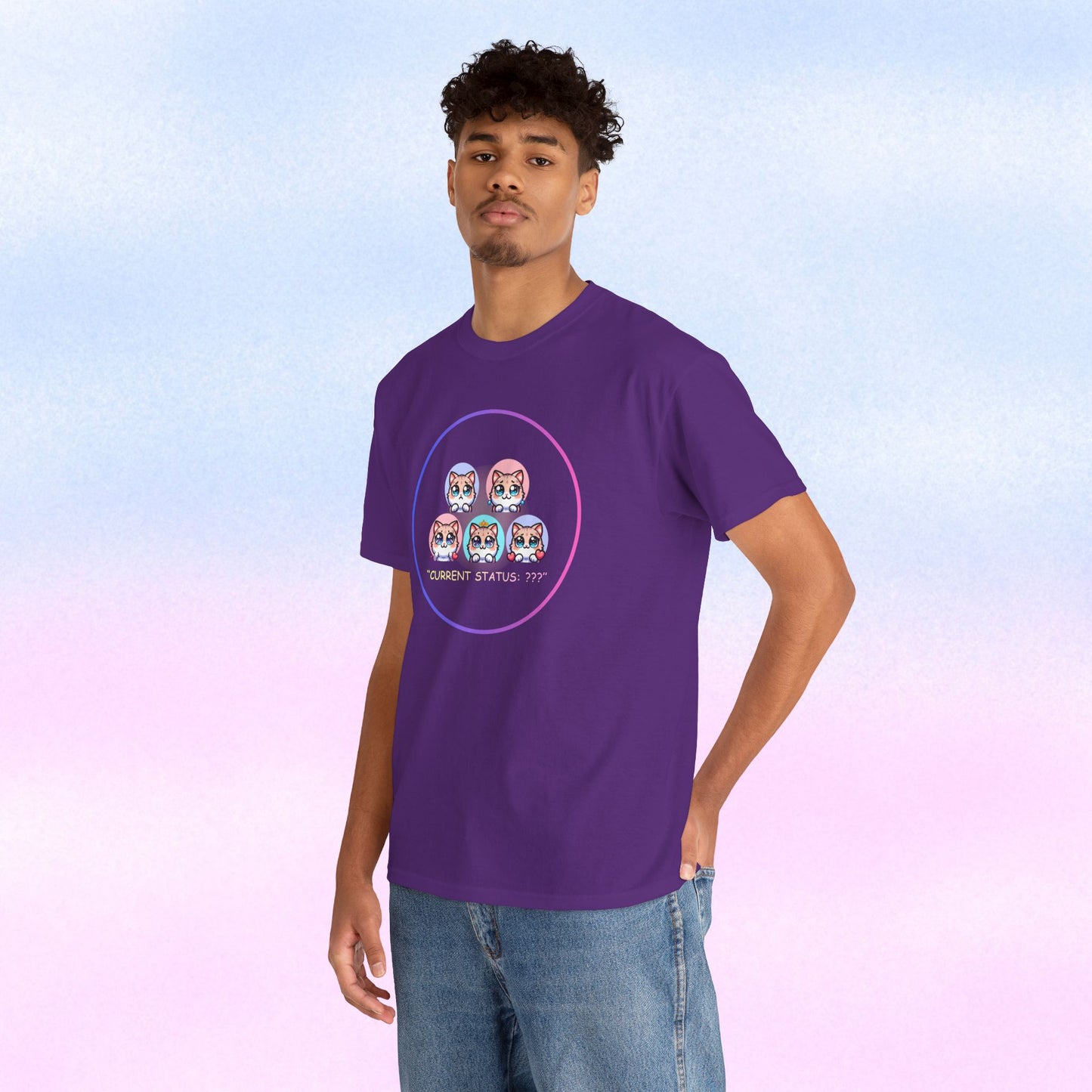 Cat Mood Tee — "Current Status: ???" Cute Kawaii Cat Faces T-Shirt