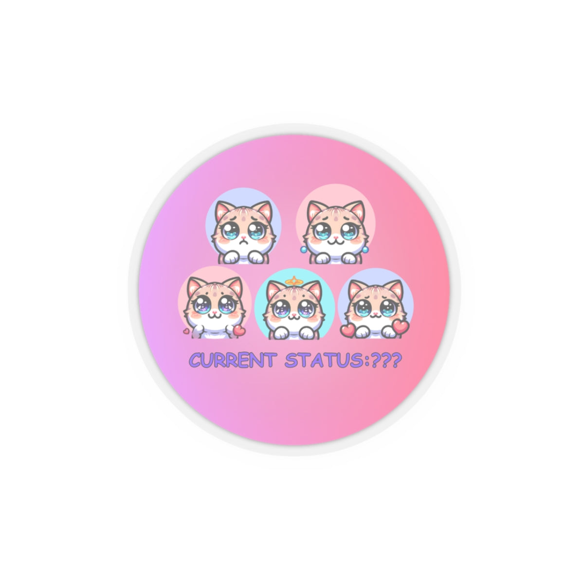 Kawaii Cat Mood Stickers — 'Current Status: ???' Kiss-Cut Sticker