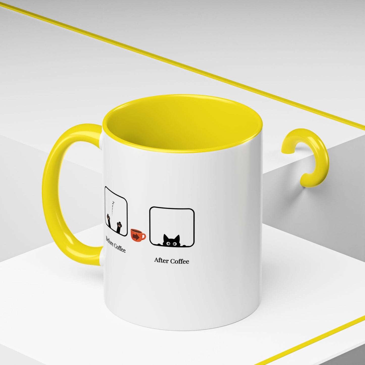 Coffee Mug — "Before Coffee / After Coffee" Cat Accent Mug (11/15oz)