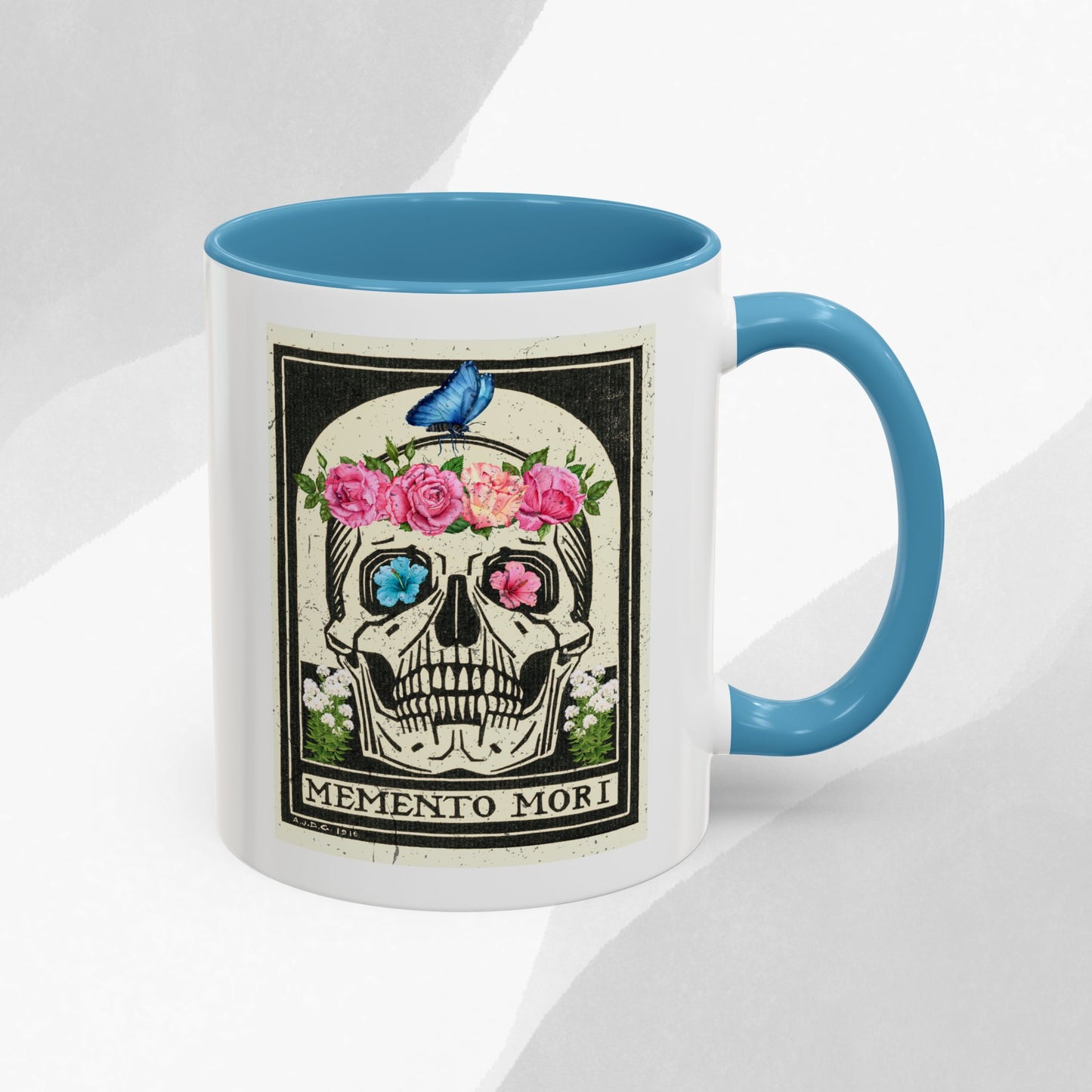 Memento Mori Coffee Mug, Floral Skull Mug, Gothic Gift, Day of the Dead Decor, Vintage Style Drinkware, Unique Kitchenware