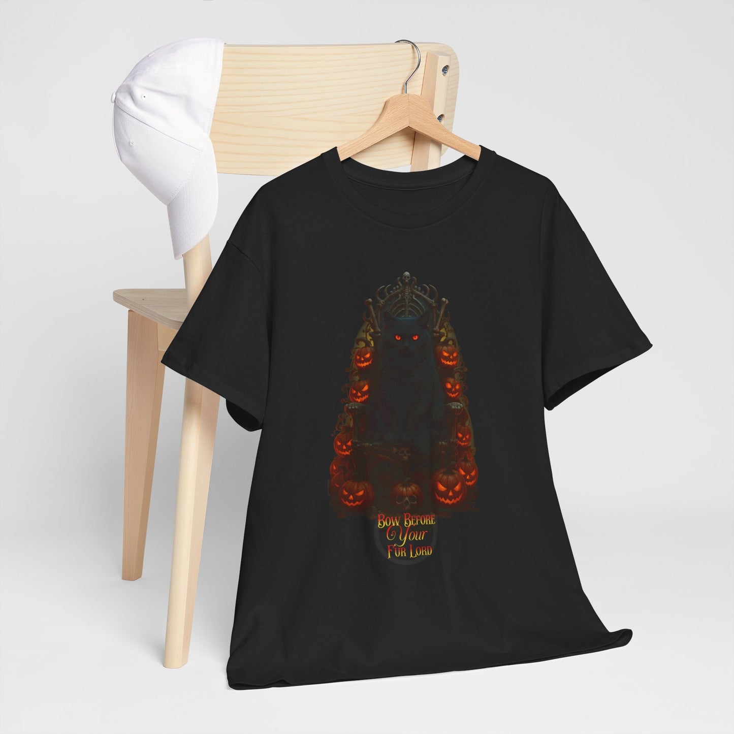 Bow Before Your Fur Lord - Spooky Autumn Tee, Witchy T-Shirt, Halloween Shirt, Festive Cotton Apparel, Unisex Graphic Tee