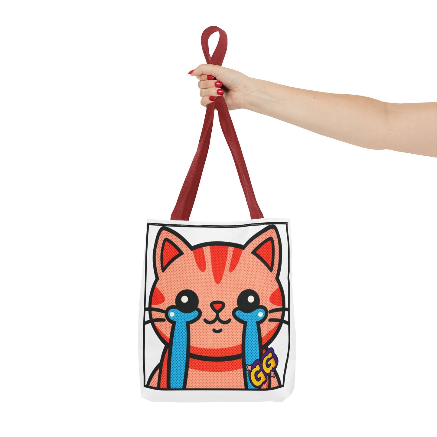 Good Game Tears of Joy - Cute Crying Cat Tote Bag – Kawaii Pop Art Cat Emote GG