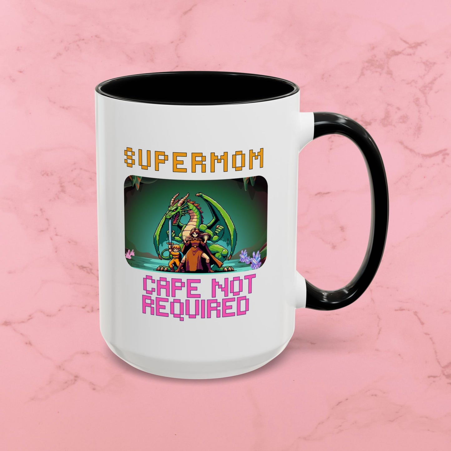 Dungeon Crawling Coffee Mug — "Supermom: Cape Not Required" Accent Mug (11/15oz)