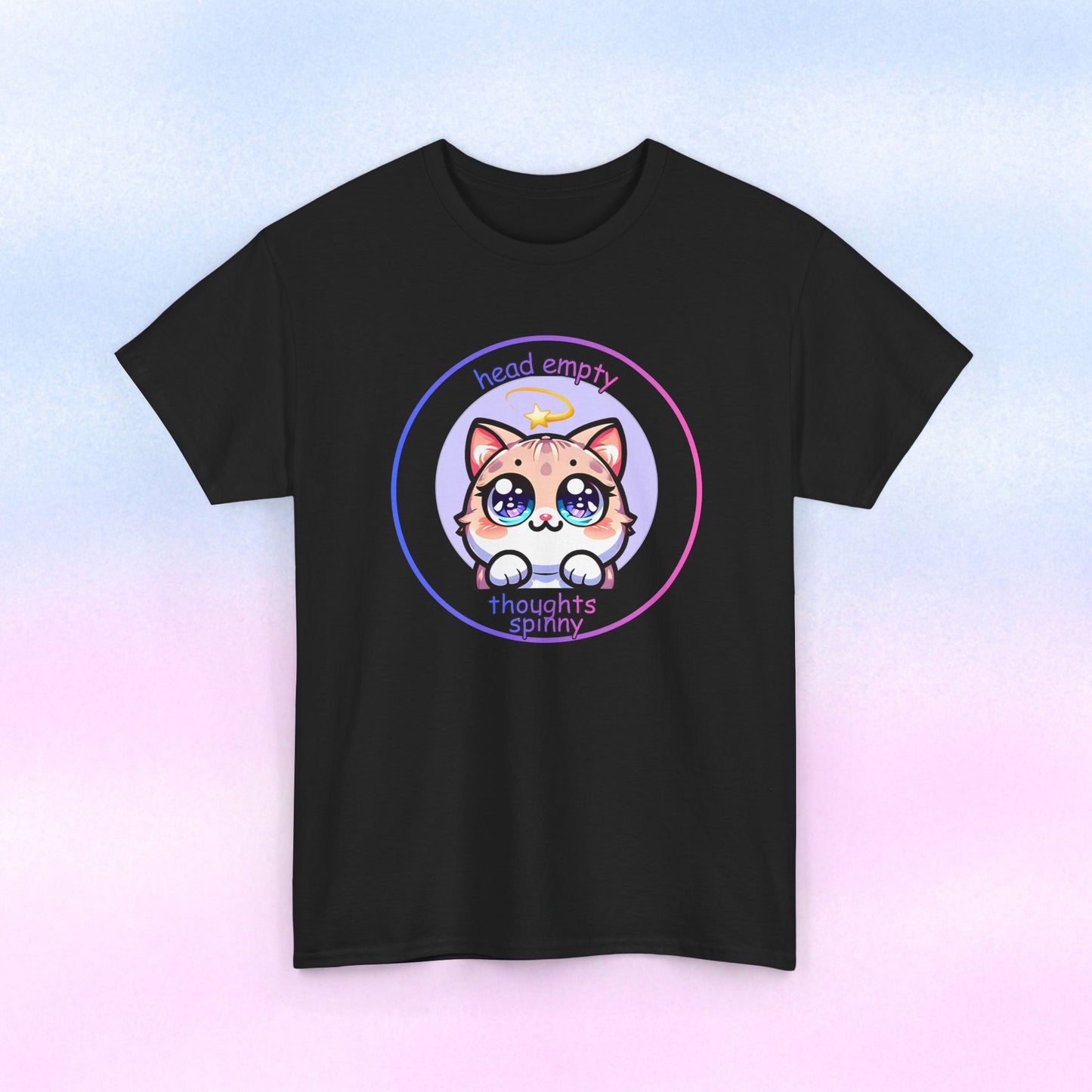 Cute Kawaii Dizzy Cat T-Shirt — "head empty. thoughts spinny."