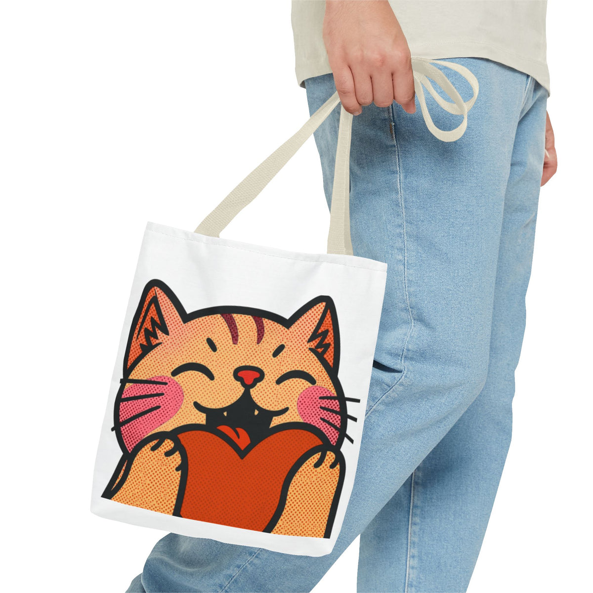 Heart, Hug, Happiness, Love Tote Bag – Happy Cat Twitch Emote