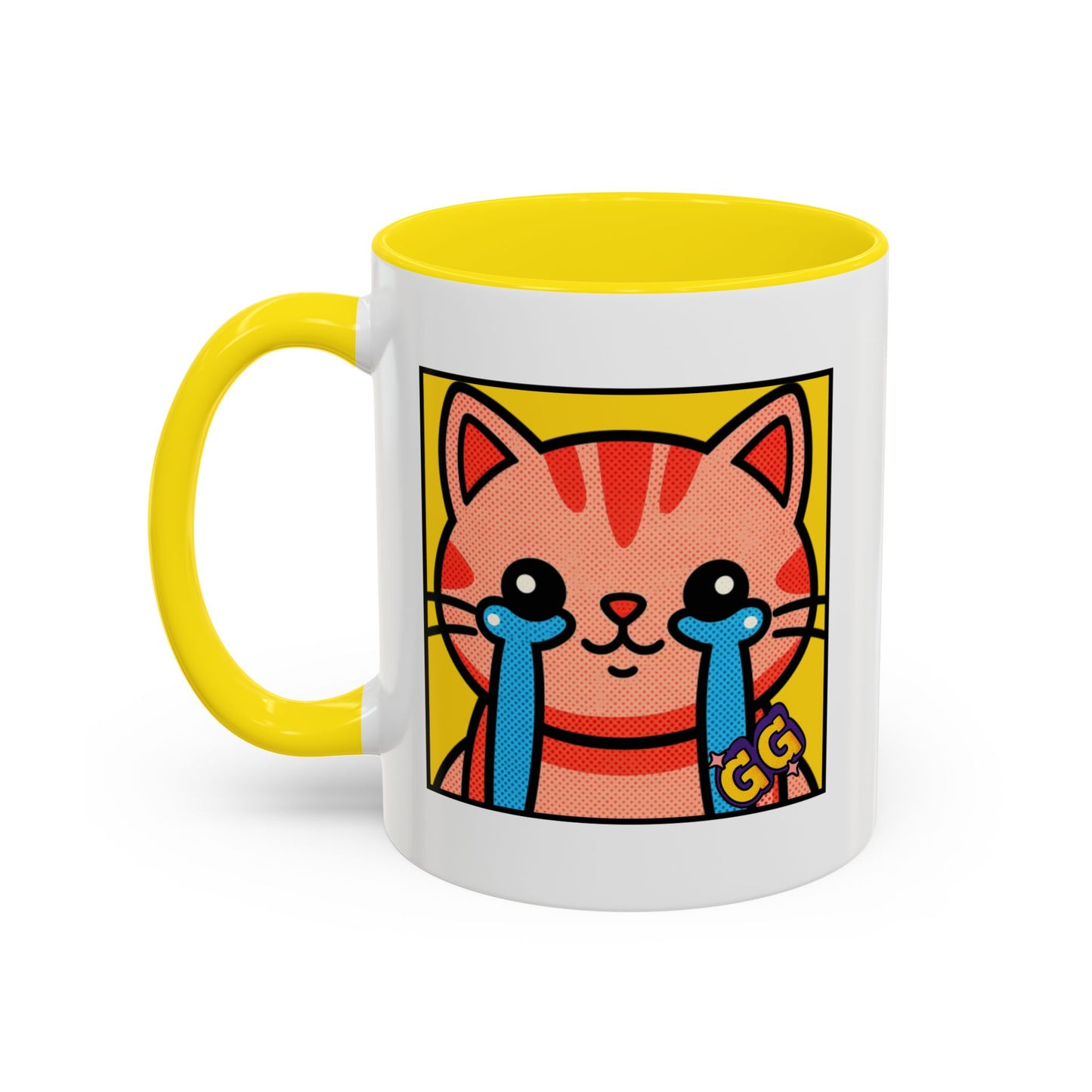 Good Game Tears of Joy - Cute Crying Cat Accent Coffee Mug (11/15oz) – Kawaii Pop Art Cat Emote GG