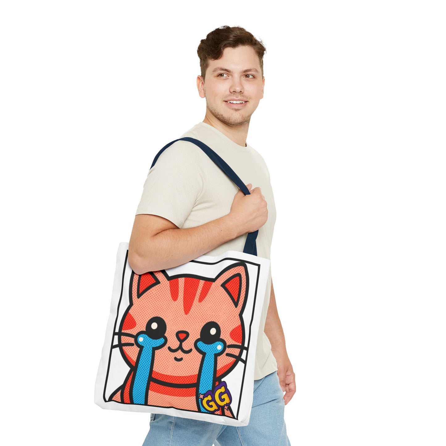 Good Game Tears of Joy - Cute Crying Cat Tote Bag – Kawaii Pop Art Cat Emote GG