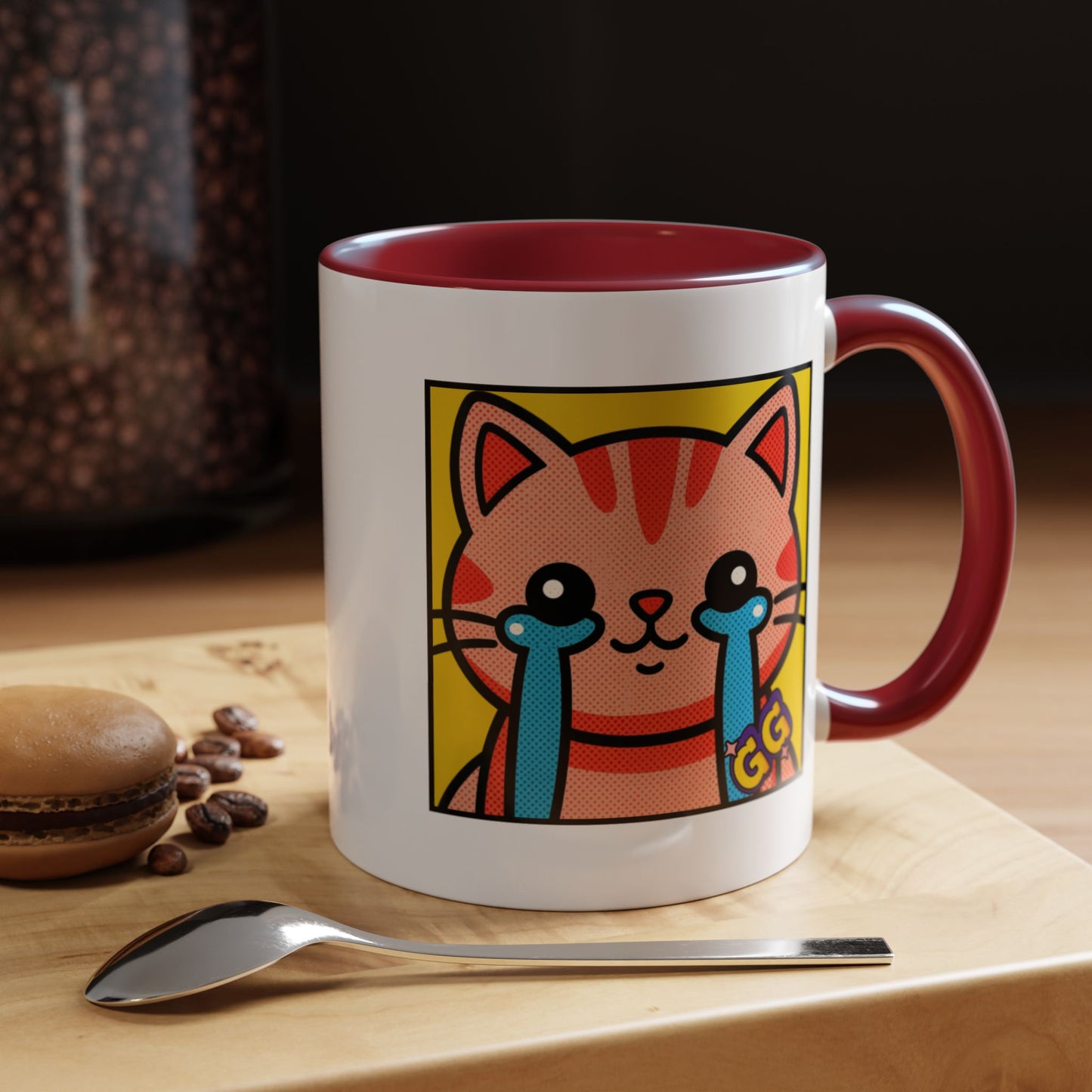 Good Game Tears of Joy - Cute Crying Cat Accent Coffee Mug (11/15oz) – Kawaii Pop Art Cat Emote GG
