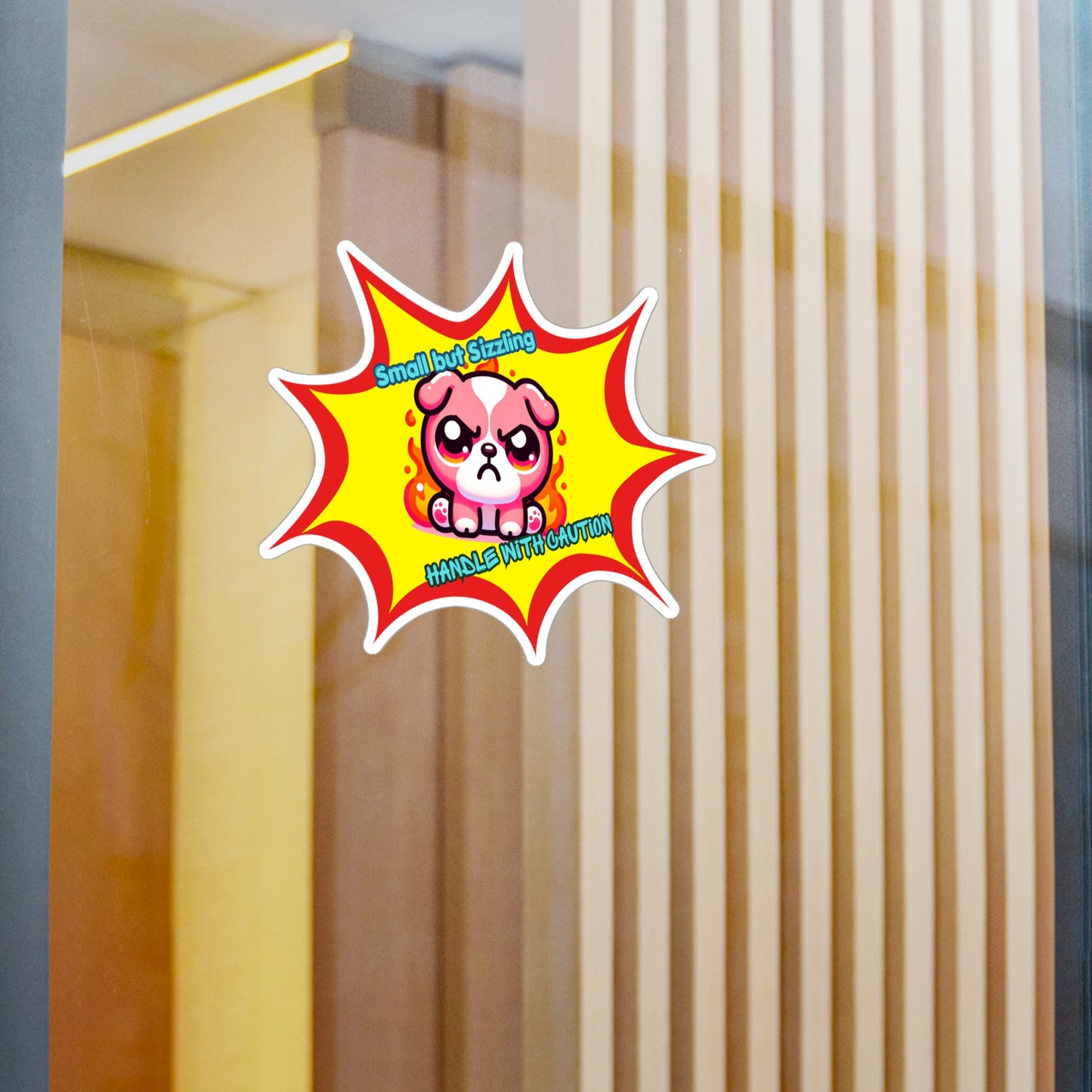 Small but Sizzling Bulldog Vinyl Decal — Fiery Pink Kiss-Cut Sticker