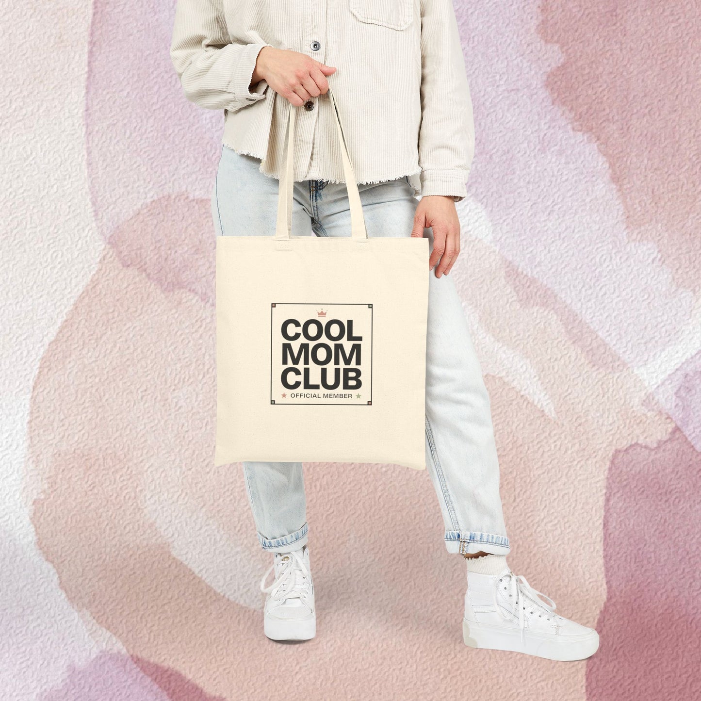 Cool Mom Club tote Cotton Canvas Tote Bag | Minimalist Mom Life Streetwear