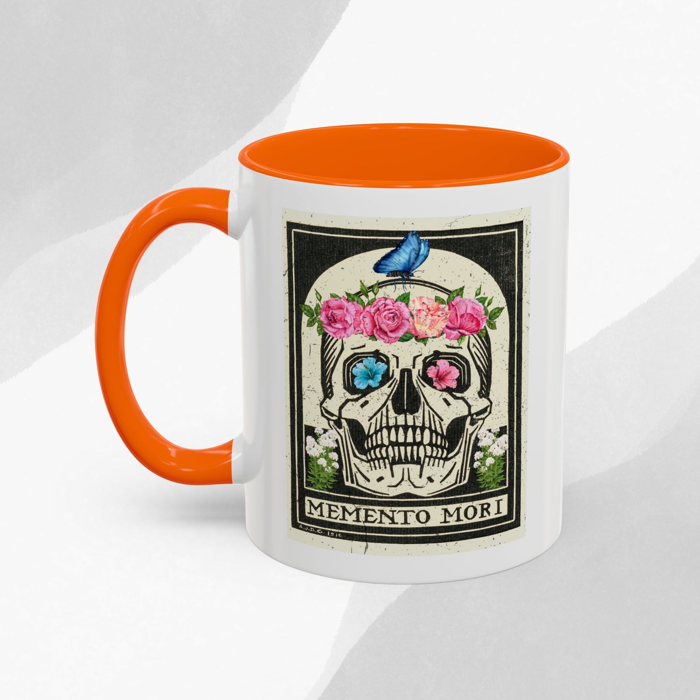 Memento Mori Coffee Mug, Floral Skull Mug, Gothic Gift, Day of the Dead Decor, Vintage Style Drinkware, Unique Kitchenware