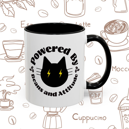 Powered By Beans and Attitude Coffee Mug | Accent Mug 11oz 15oz