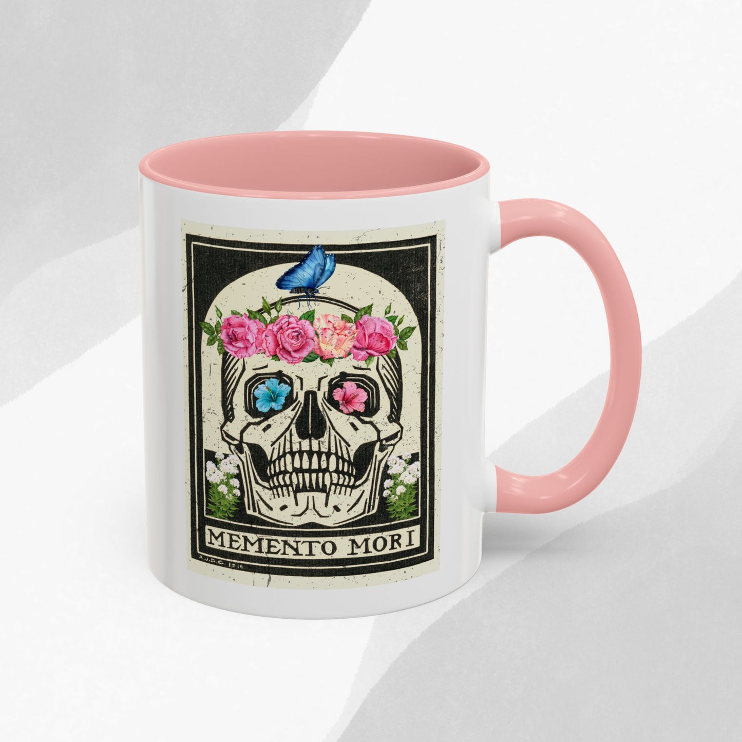Memento Mori Coffee Mug, Floral Skull Mug, Gothic Gift, Day of the Dead Decor, Vintage Style Drinkware, Unique Kitchenware