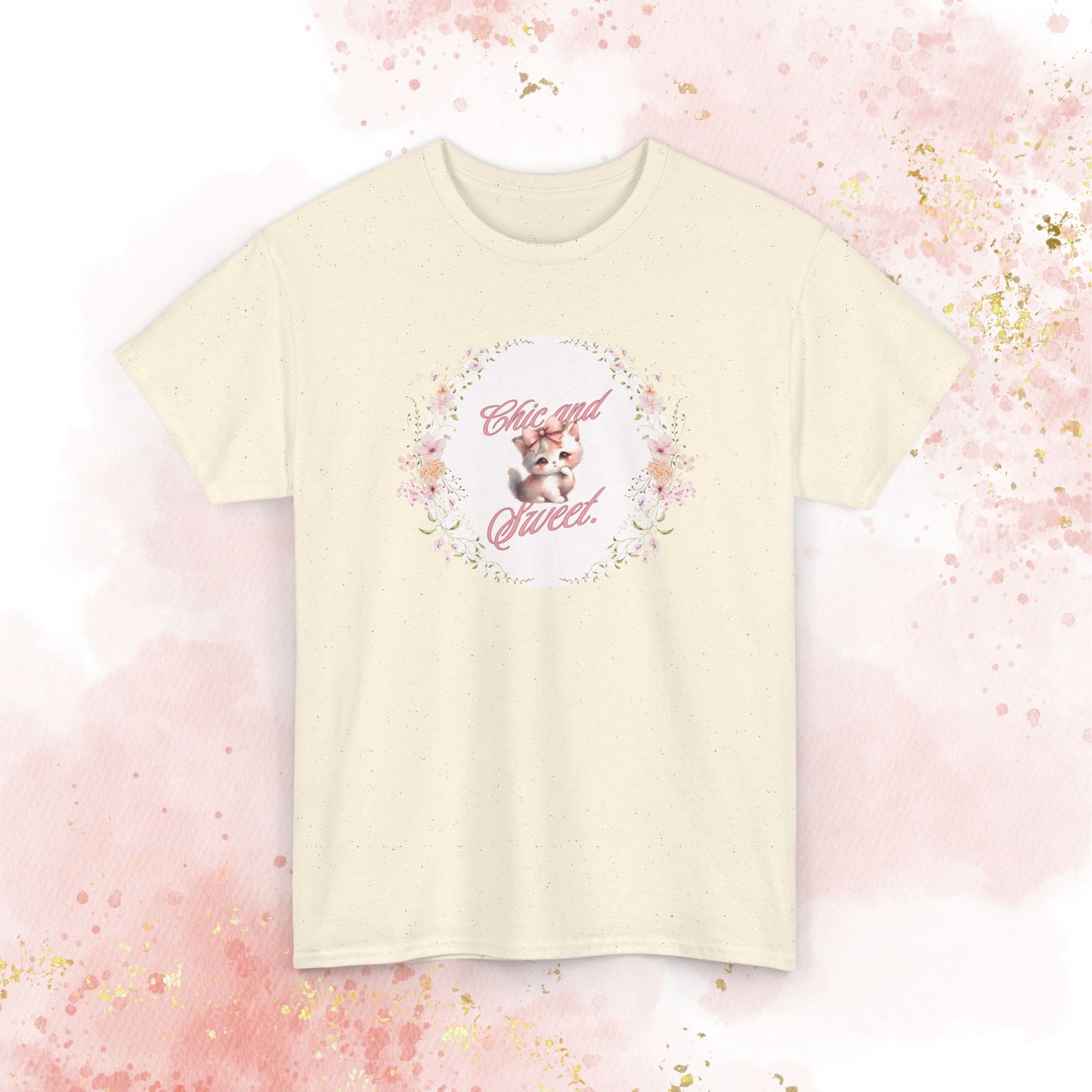 Chic & Sweet - Blushing Kitten Valentine Tee, V-Day, Cat Lovers Gift, Everyday Wear