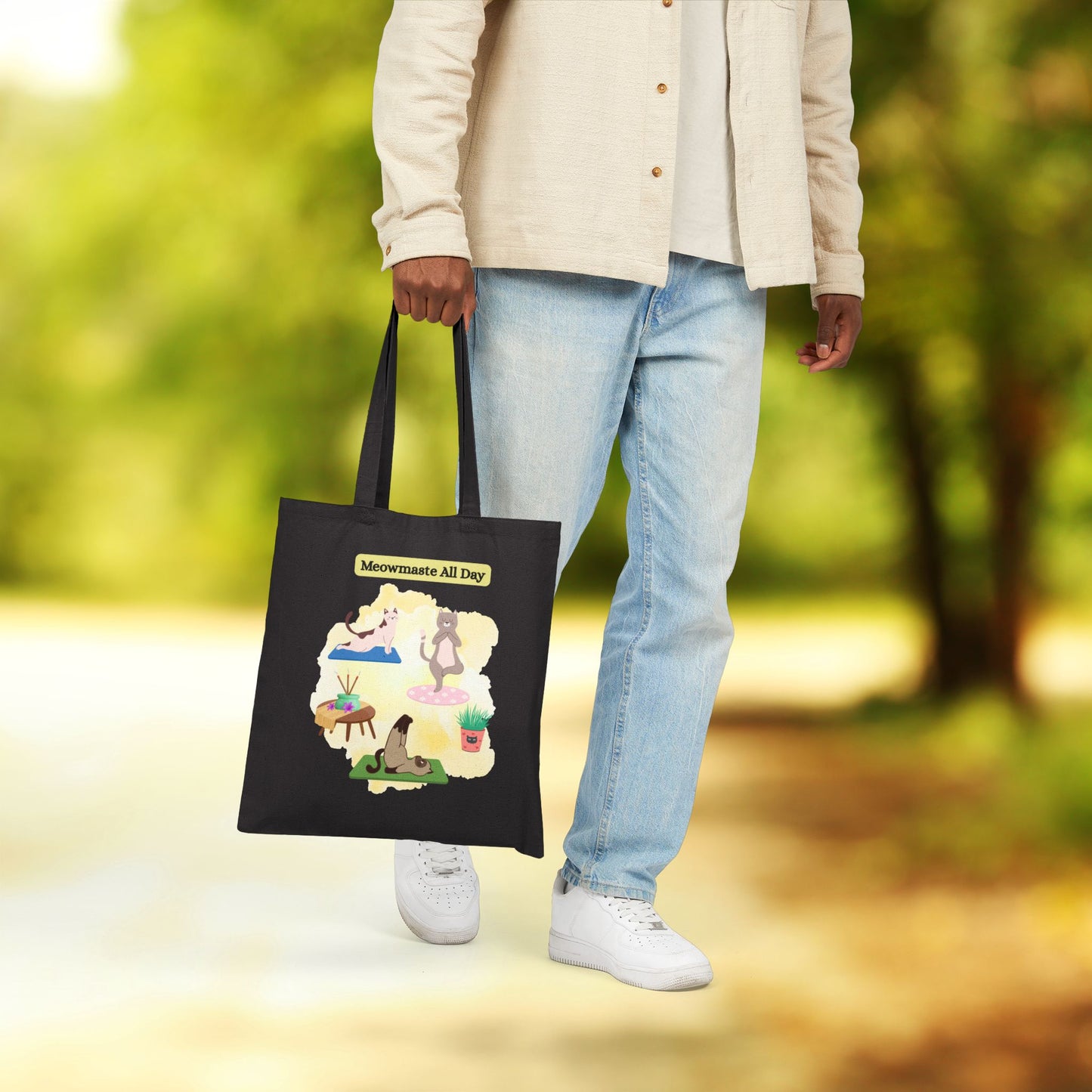 Cat Lover's Canvas Tote Bag - Meowmaste All Day, Eco-Friendly Shopping Bag, Gift for Cat Owners, Cute Pet Lover Tote, Fun Everyday Bag