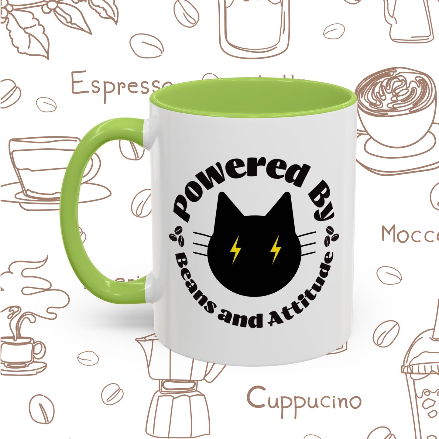 Powered By Beans and Attitude Coffee Mug | Accent Mug 11oz 15oz