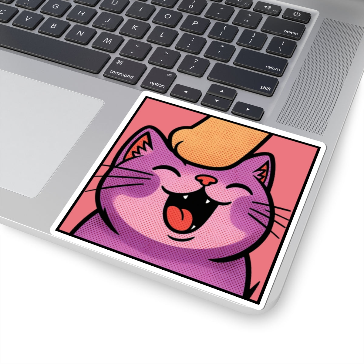 Twitch Emote "Pet Me, Purrfectly Happy!" Cute Cat Kiss-Cut Sticker