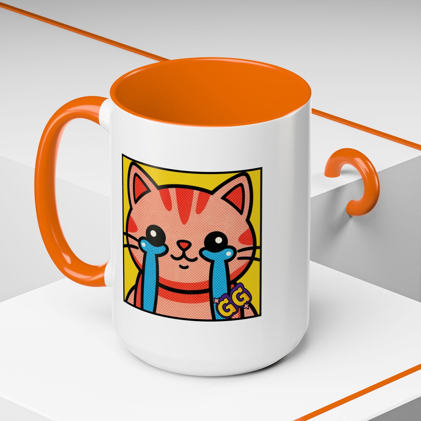 Good Game Tears of Joy - Cute Crying Cat Accent Coffee Mug (11/15oz) – Kawaii Pop Art Cat Emote GG