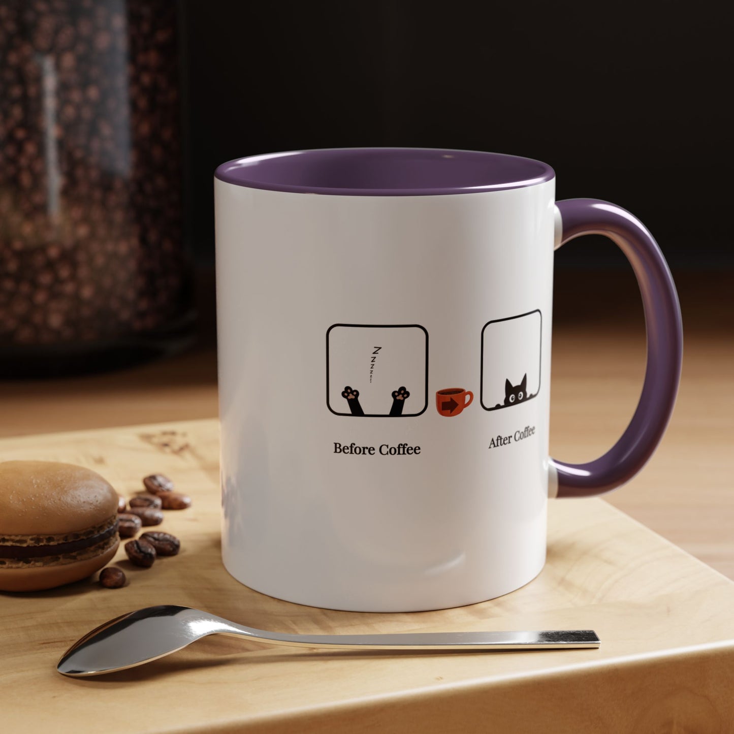 Coffee Mug — "Before Coffee / After Coffee" Cat Accent Mug (11/15oz)