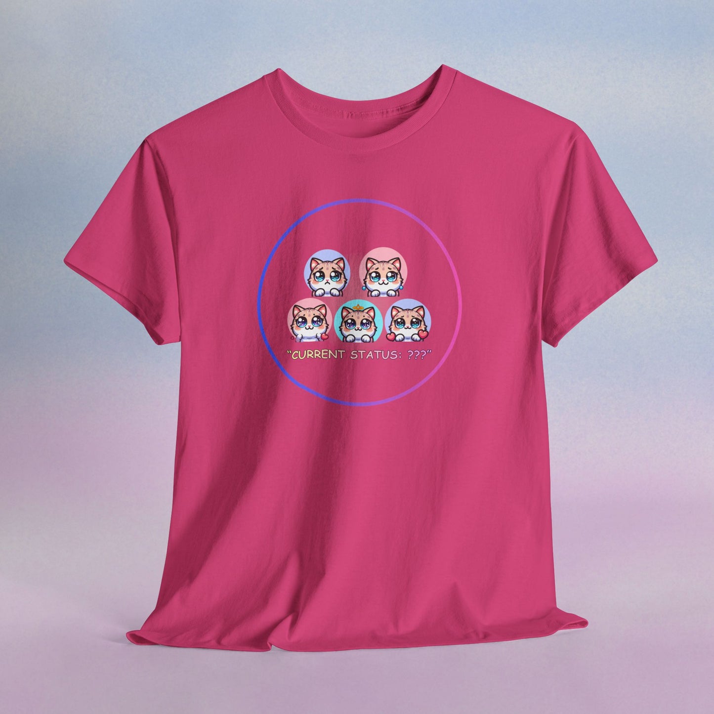 Cat Mood Tee — "Current Status: ???" Cute Kawaii Cat Faces T-Shirt