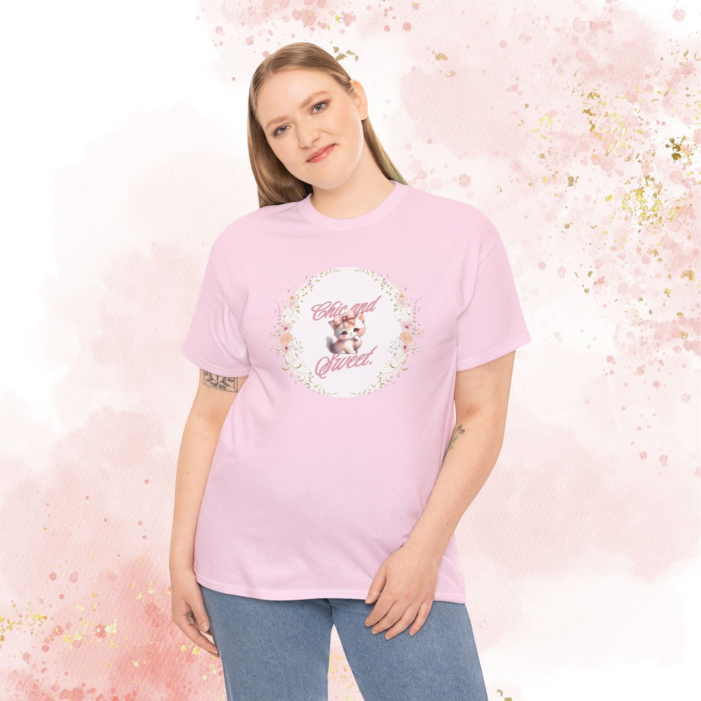 Chic & Sweet - Blushing Kitten Valentine Tee, V-Day, Cat Lovers Gift, Everyday Wear