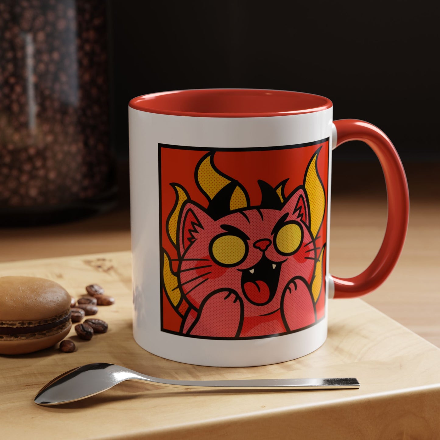Evil Laughing Cat - Twitch Emote - Cute Devil Cat Accent Coffee Mug (11/15oz)
