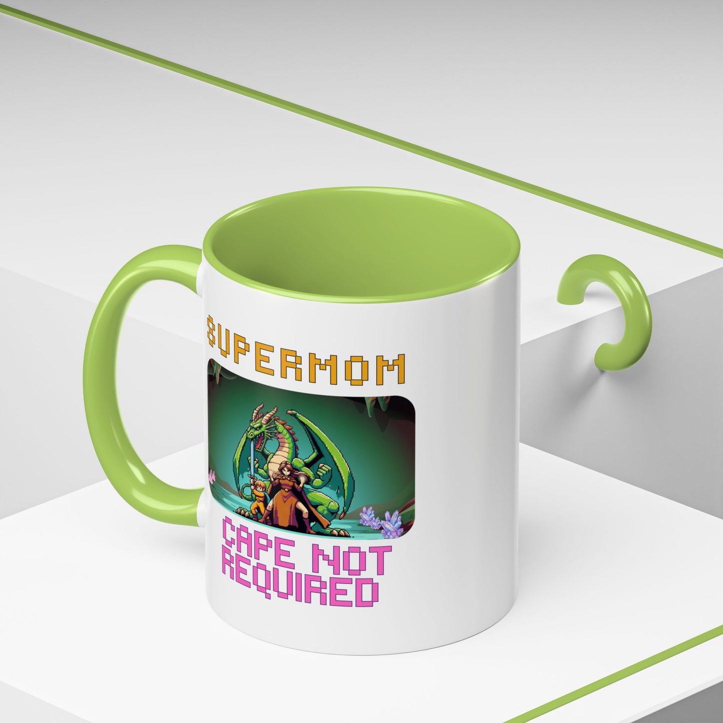 Dungeon Crawling Coffee Mug — "Supermom: Cape Not Required" Accent Mug (11/15oz)