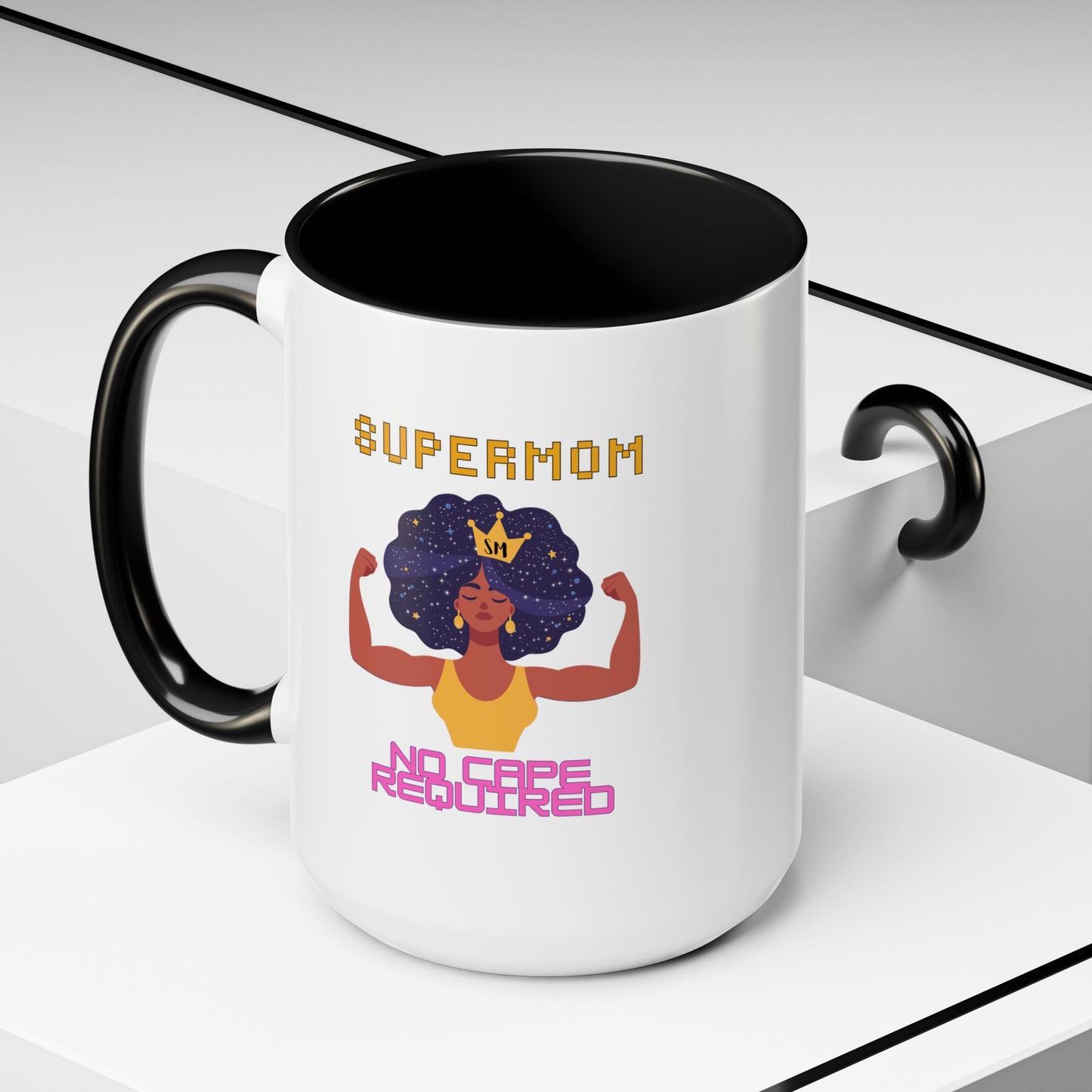 Accent Coffee Mug — "Supermom: No Cape Required" Empowerment Coffee Mug