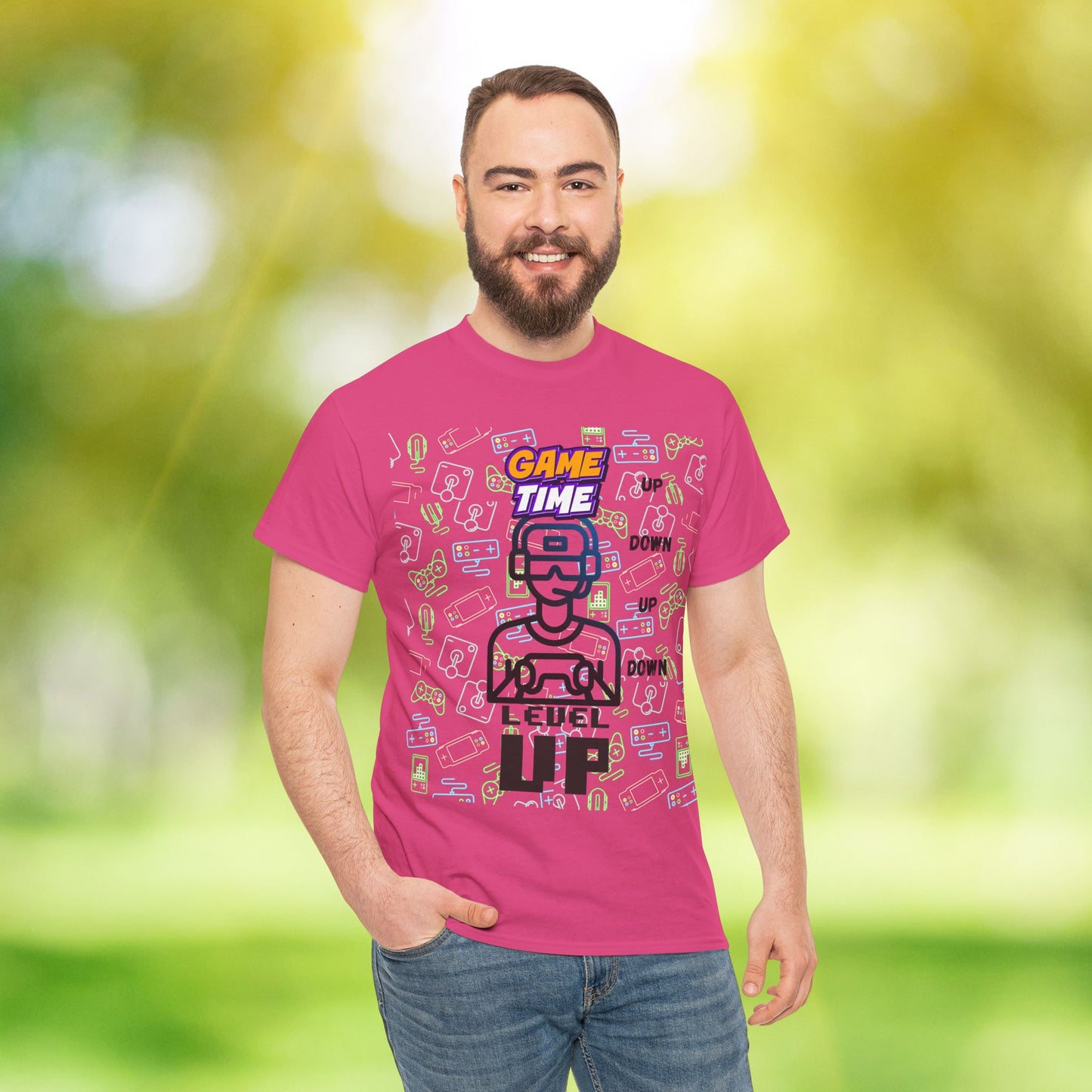 Level Up Gamer T-Shirt — "Game Time" Retro Pixel Video Game Tee