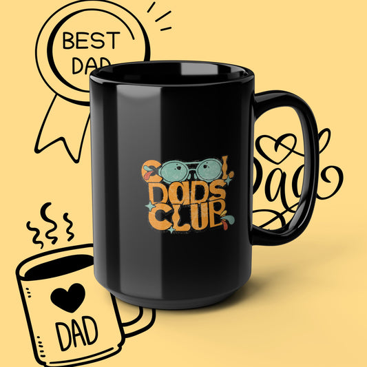 Cool Dad's Club Black Mug — Retro 'Cool Dad's Club' Coffee Cup (11oz & 15oz)
