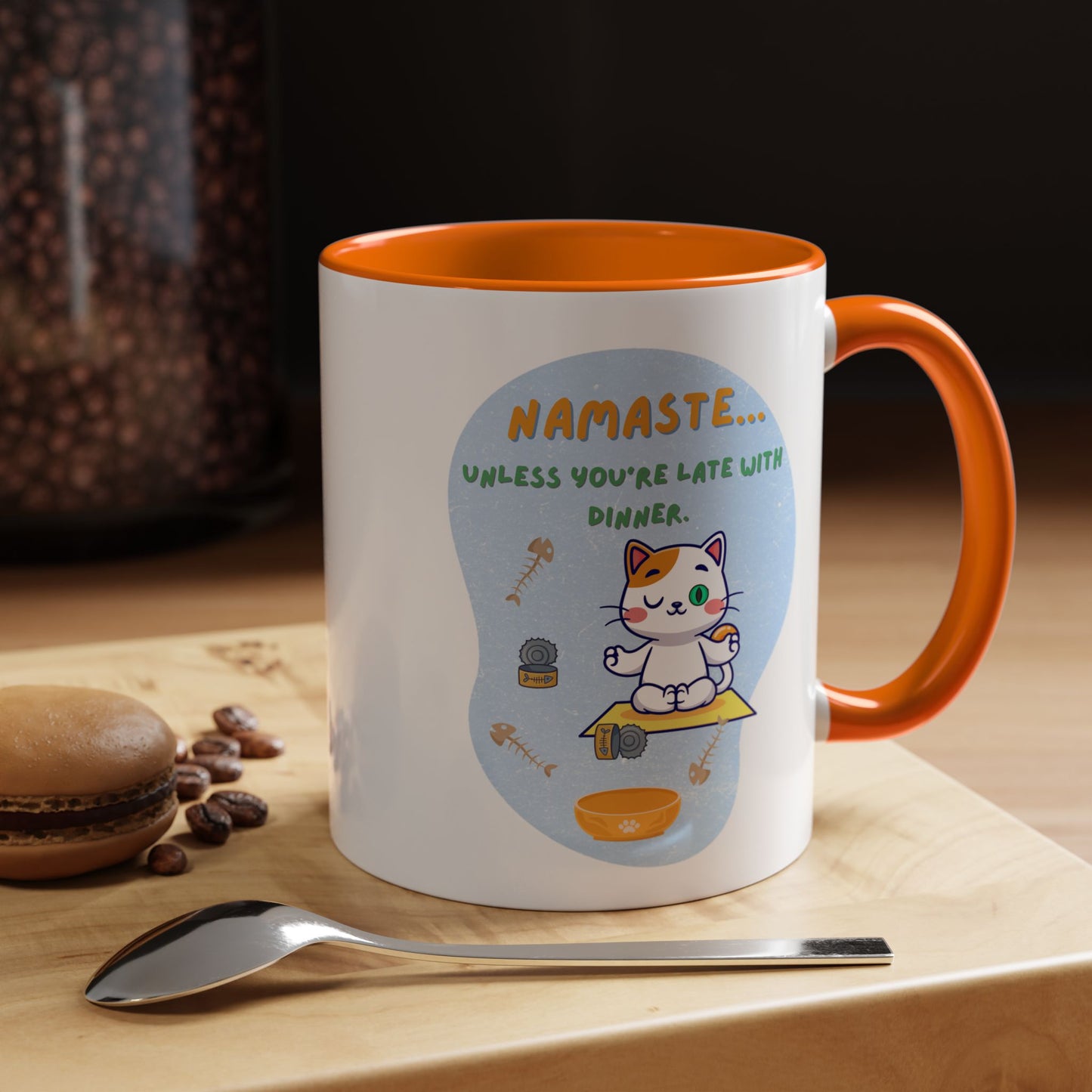 Namaste Cat Accent Coffee Mug | Cute Cat Mug, Coffee Cup Gift, Yoga Lover's Mug, Cat Lover Gift, Stylish Drinkware