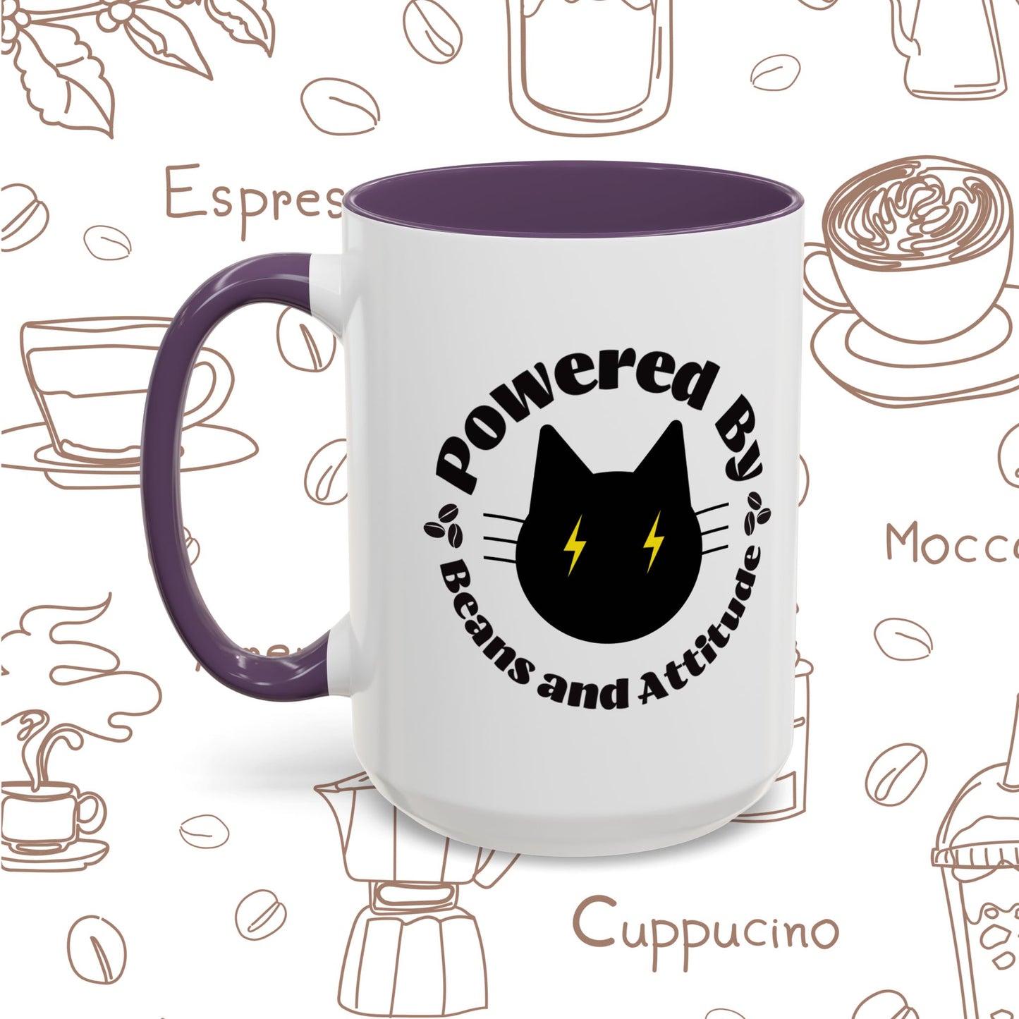 Powered By Beans and Attitude Coffee Mug | Accent Mug 11oz 15oz