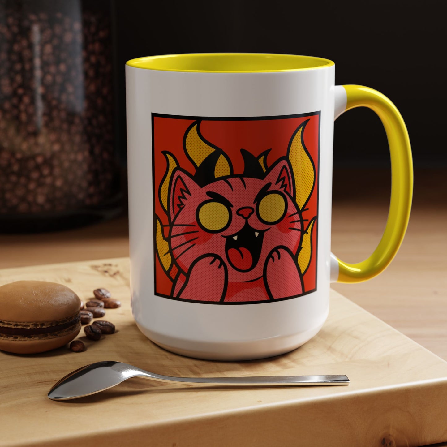Evil Laughing Cat - Twitch Emote - Cute Devil Cat Accent Coffee Mug (11/15oz)