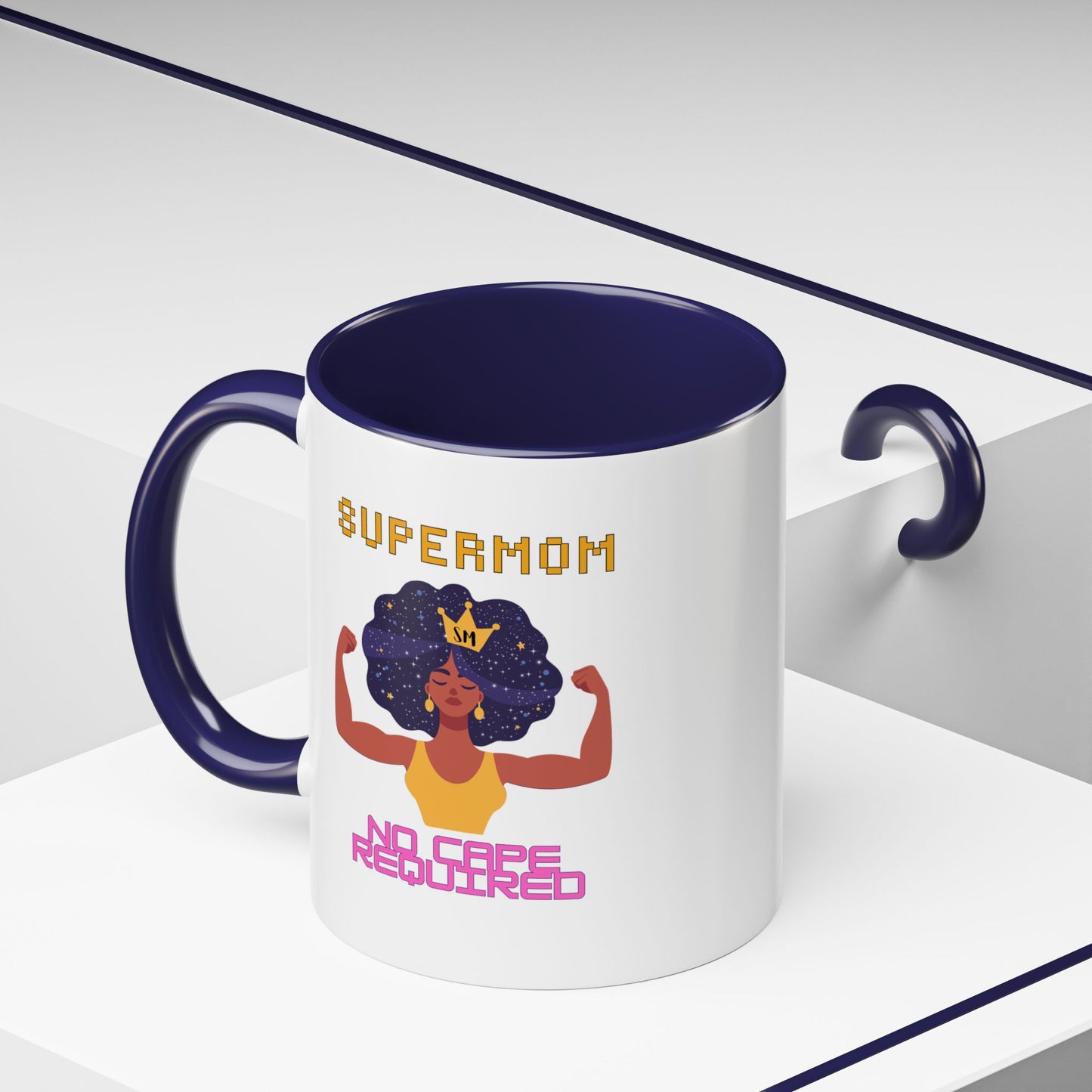 Accent Coffee Mug — "Supermom: No Cape Required" Empowerment Coffee Mug