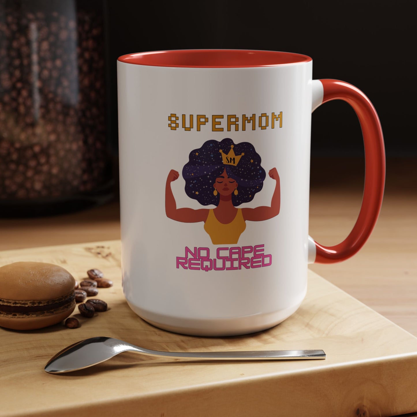 Accent Coffee Mug — "Supermom: No Cape Required" Empowerment Coffee Mug