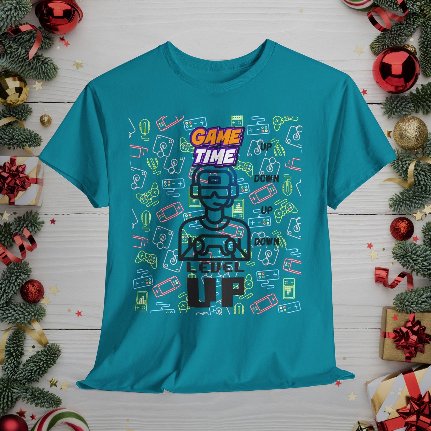 Level Up Gamer T-Shirt — "Game Time" Retro Pixel Video Game Tee