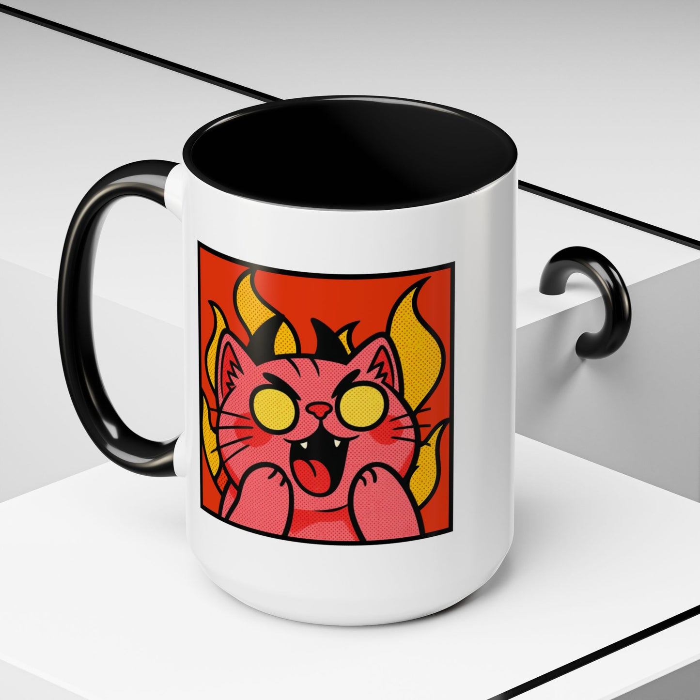 Evil Laughing Cat - Twitch Emote - Cute Devil Cat Accent Coffee Mug (11/15oz)