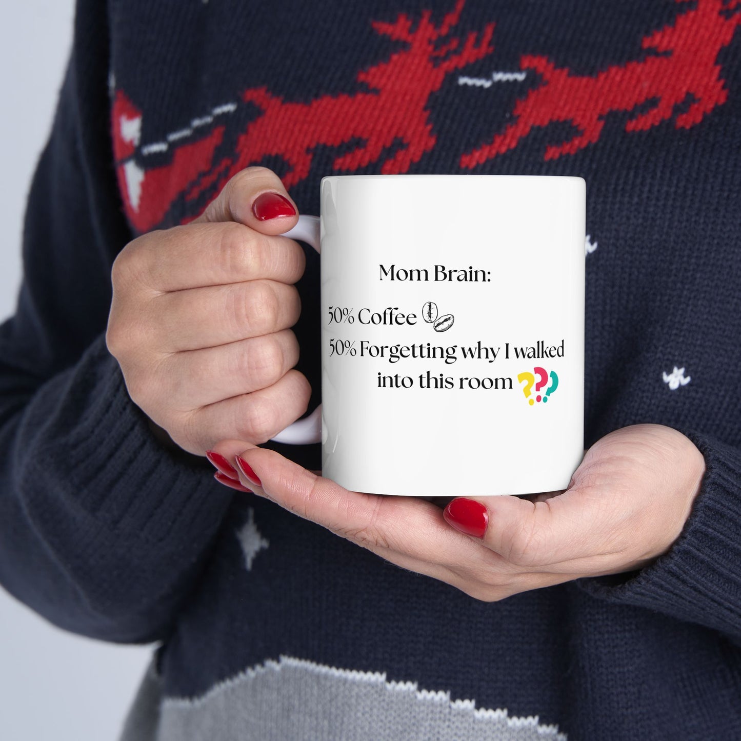 Mom Briain - Colorful Brain Humor Ceramic Mug - 11oz Ideal Mom Gifts
