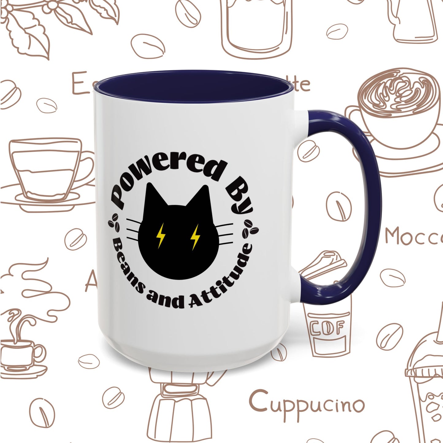 Powered By Beans and Attitude Coffee Mug | Accent Mug 11oz 15oz