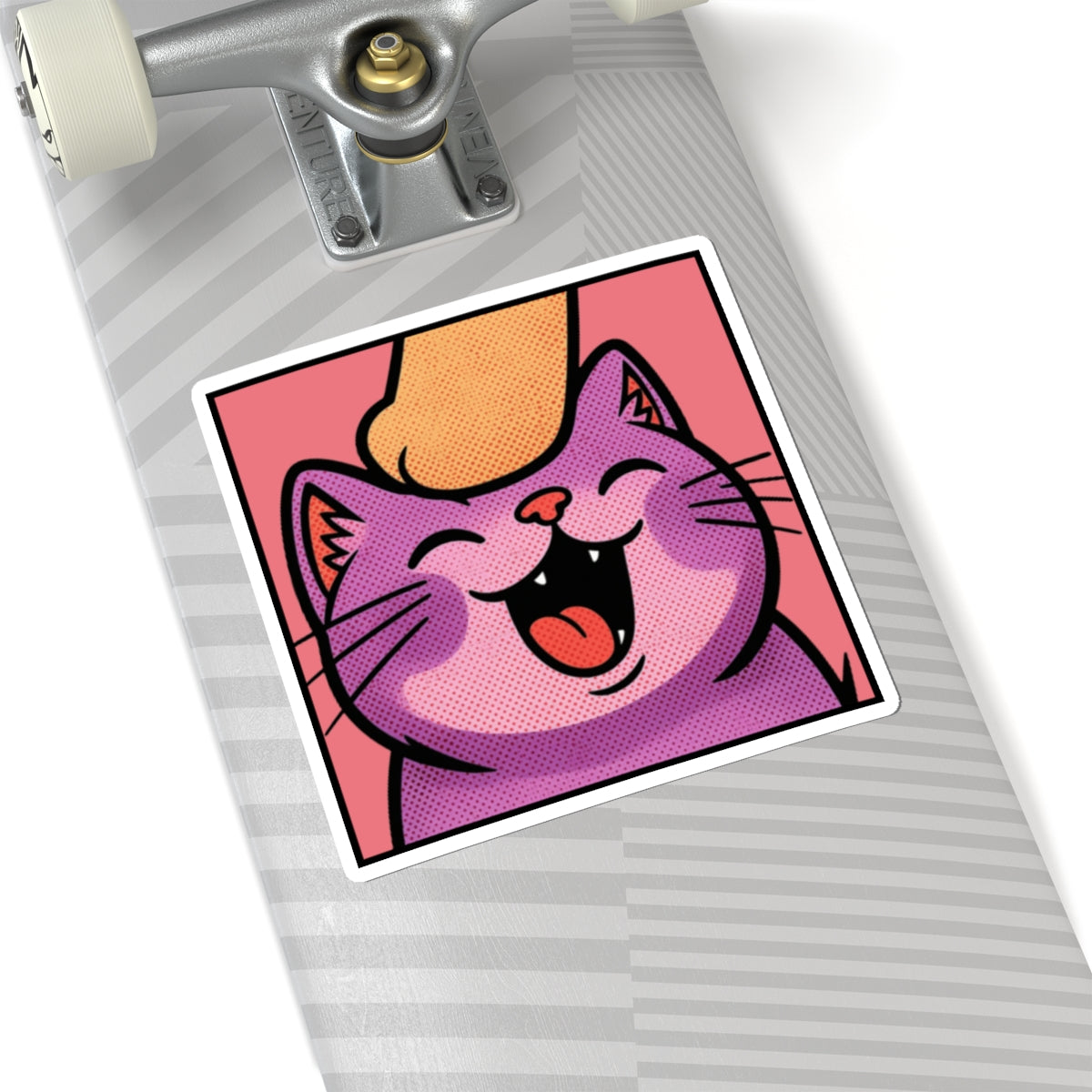 Twitch Emote "Pet Me, Purrfectly Happy!" Cute Cat Kiss-Cut Sticker