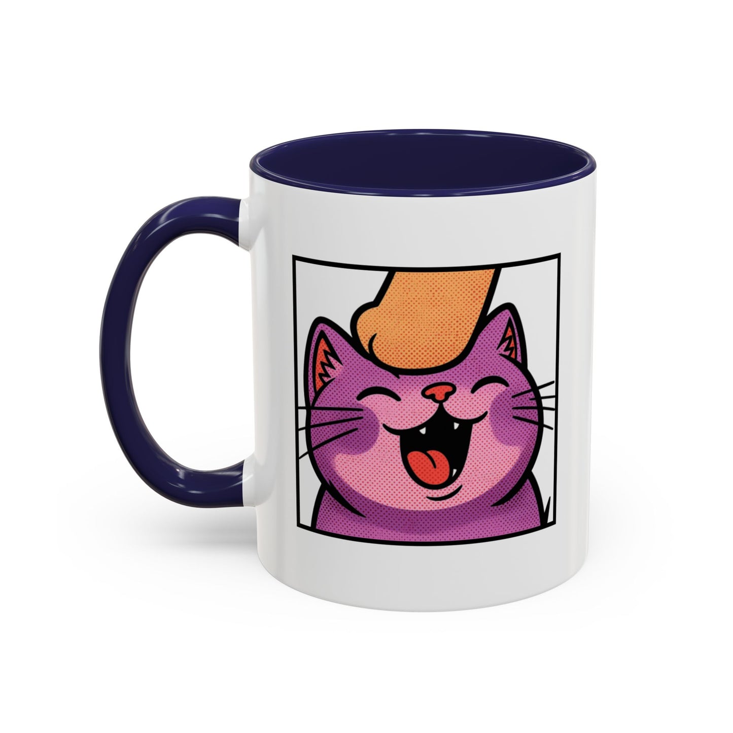 Pet Me, Purrfectly Happy Twitch Emote Cat Accent Coffee Mug – Cute Smiling Cat Illustration (11/15oz)