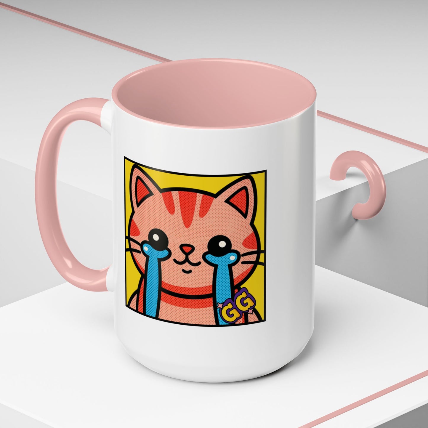 Good Game Tears of Joy - Cute Crying Cat Accent Coffee Mug (11/15oz) – Kawaii Pop Art Cat Emote GG