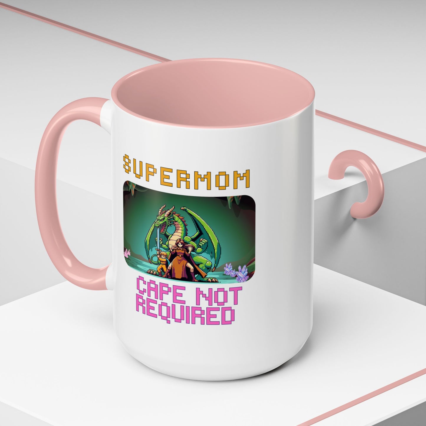 Dungeon Crawling Coffee Mug — "Supermom: Cape Not Required" Accent Mug (11/15oz)