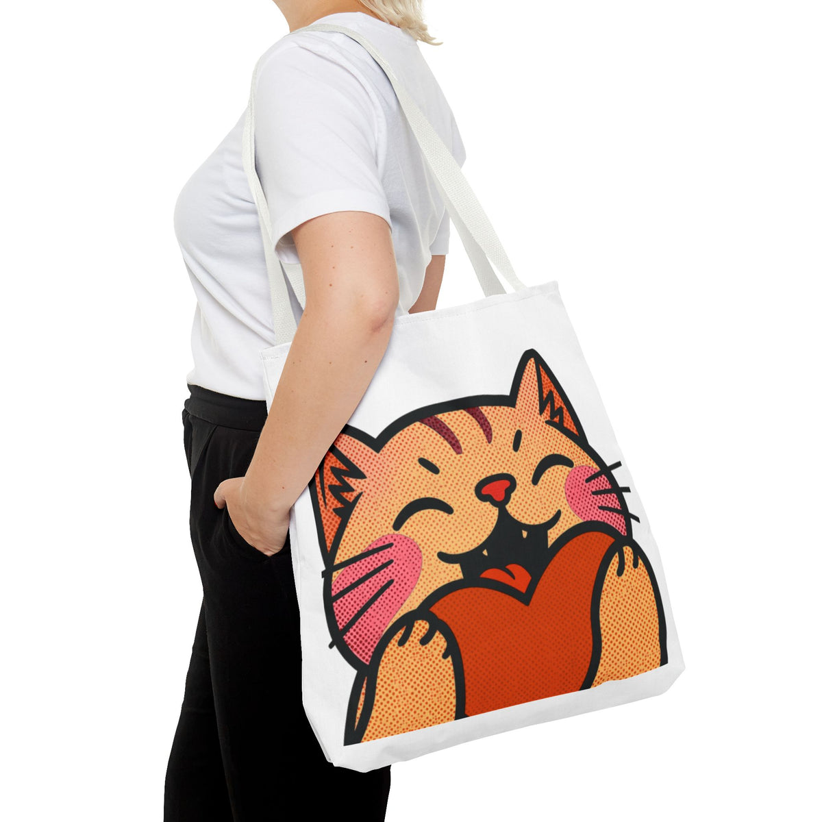 Heart, Hug, Happiness, Love Tote Bag – Happy Cat Twitch Emote