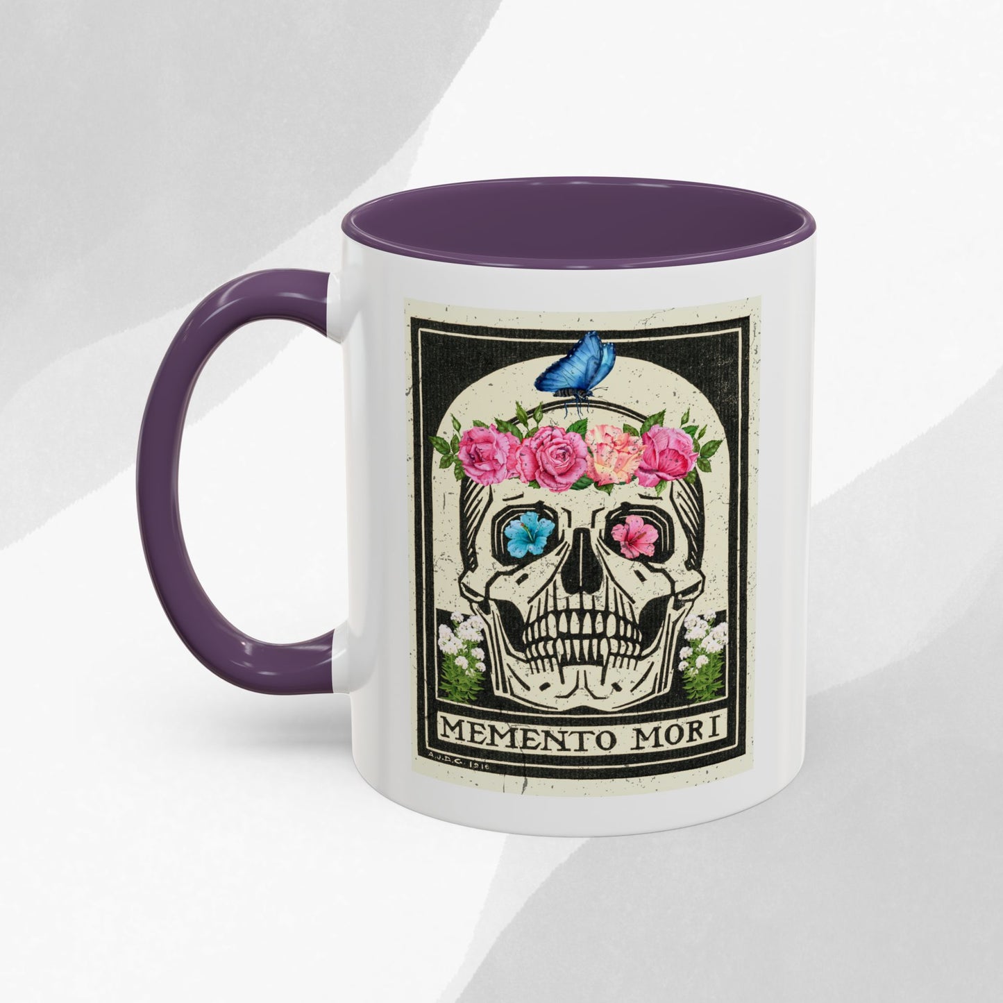Memento Mori Coffee Mug, Floral Skull Mug, Gothic Gift, Day of the Dead Decor, Vintage Style Drinkware, Unique Kitchenware