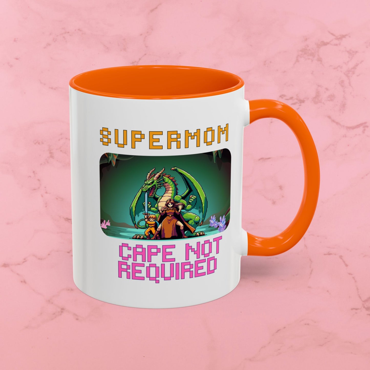 Dungeon Crawling Coffee Mug — "Supermom: Cape Not Required" Accent Mug (11/15oz)