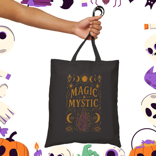 Mystical Magic Cotton Canvas Tote Bag - Witchy/Occult Aesthetic - Perfect for Halloween, Eco-Friendly, Gift for Witches, Market Bag, Shopping Tote, Witchy Vibes