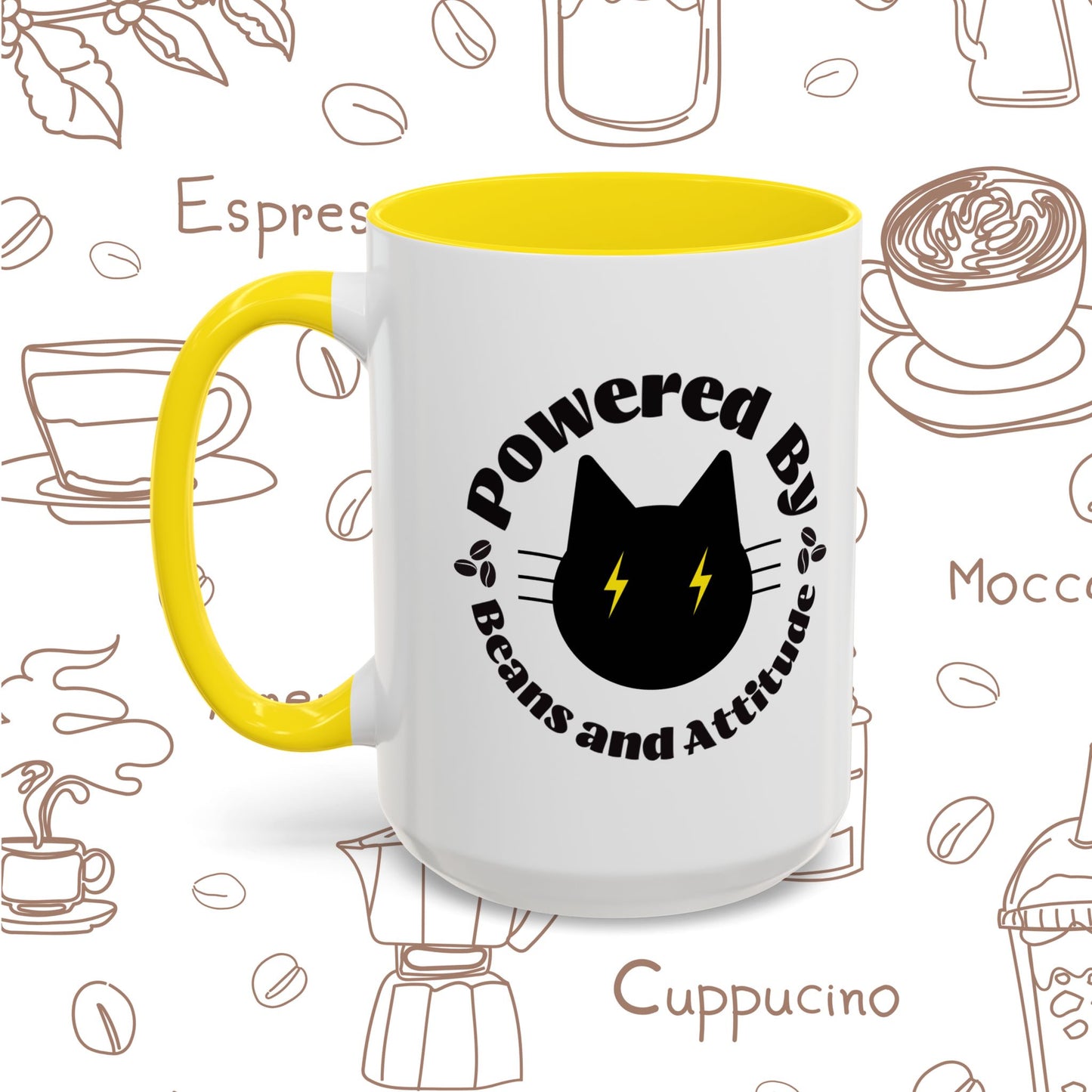 Powered By Beans and Attitude Coffee Mug | Accent Mug 11oz 15oz