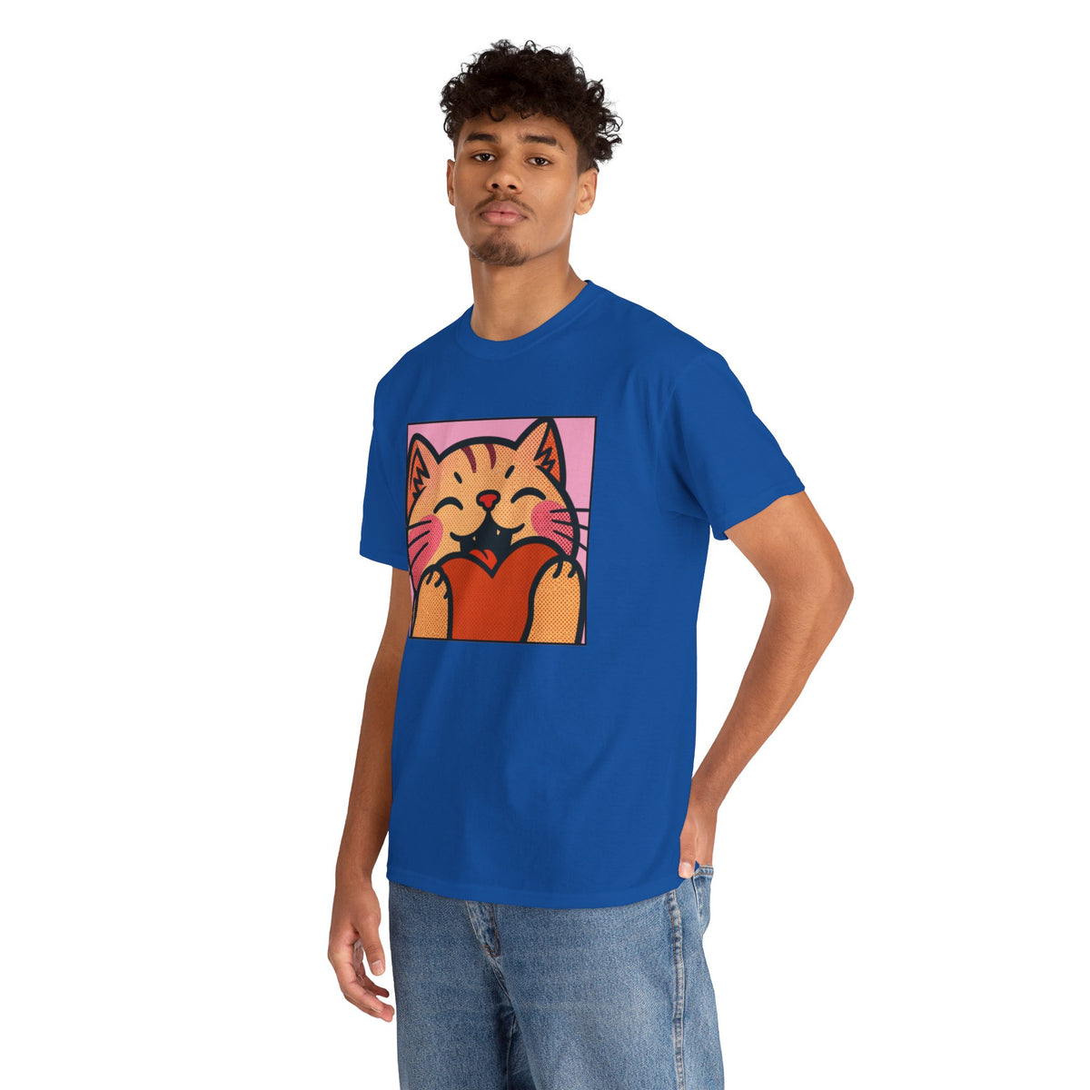 Cute Cat Holding Heart T‑Shirt — Cute Kitty Love Graphic Tee